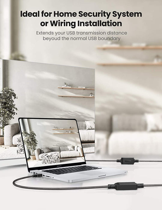 UGREEN USB 2.0 Active Extension Cable - Male To Female - Black - 5M - UG-10319