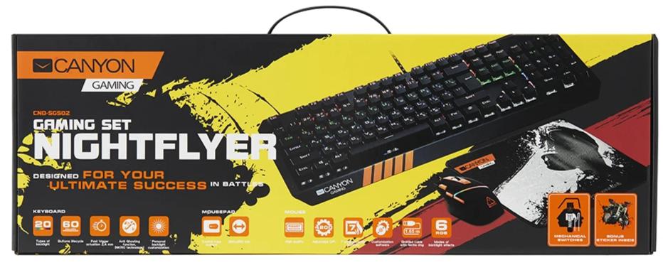 Canyon Nightflyer Keyboard/Mouse/Mouse Mat RGB Gaming Set - CND-SGS02