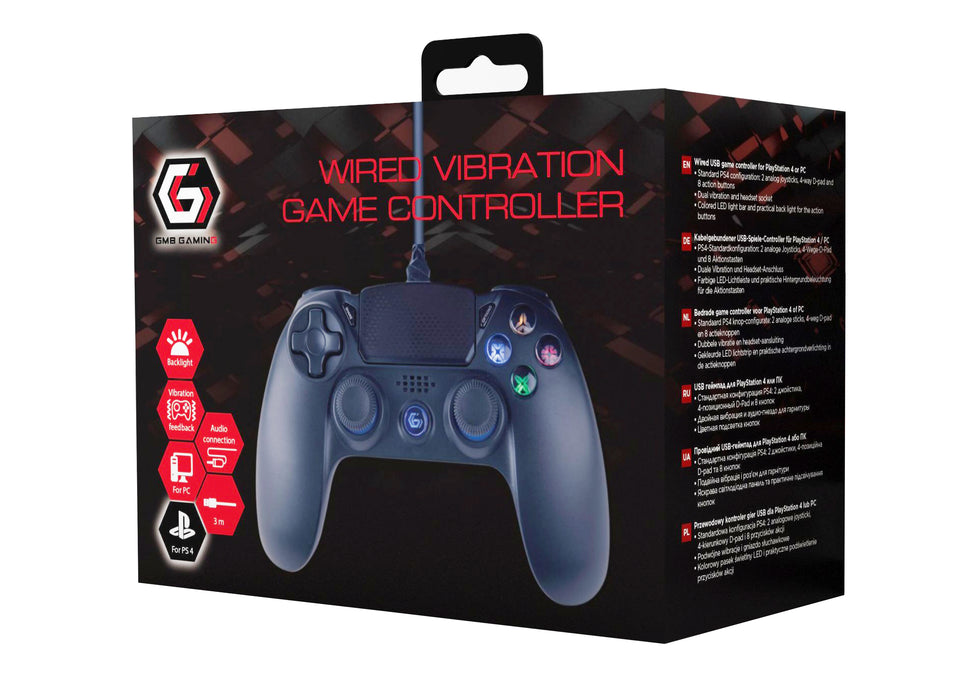 Gembird Wired Dual Vibration Game Controller For PlayStation 4 Or PC - JPD-PS4U-01