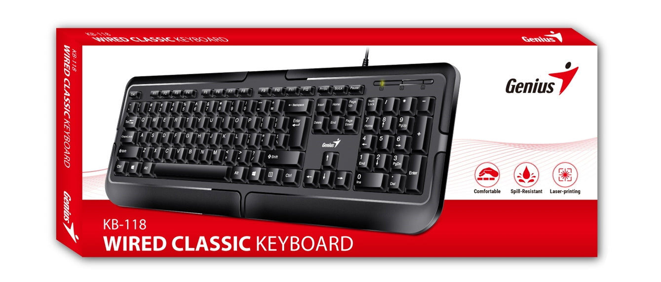 Genius KB-118 Full Size USB Keyboard - KB-GEN-118