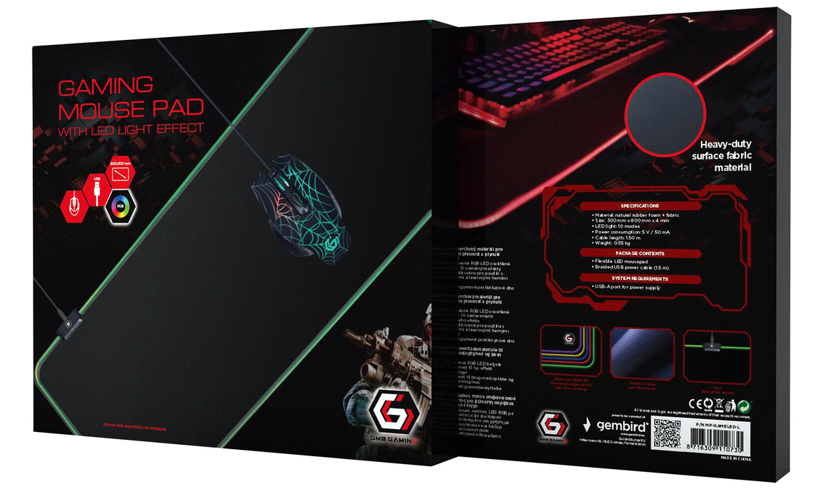 Gembird Large Gaming Mouse Pad With LED Light Effect - MP-GAM-LED-L
