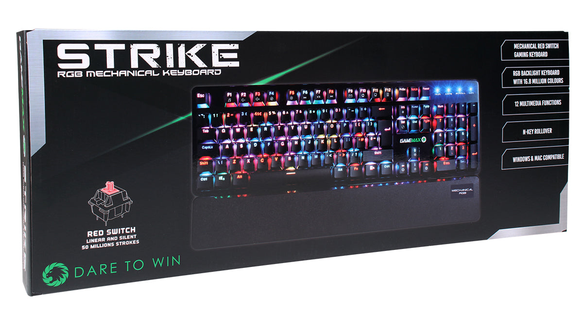 Game Max Strike Mechanical RGB Keyboard With Outemu Red Switch And Palm Rest - KB-GAM-STRIKE