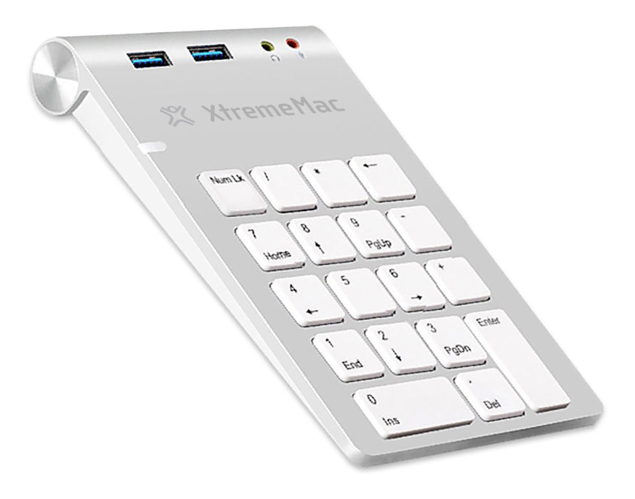 XtremeMac Numerical Aluminium Keypad With USB 3.0 Hub + Audio Ports - XM-NPHUB32-AU-SLV