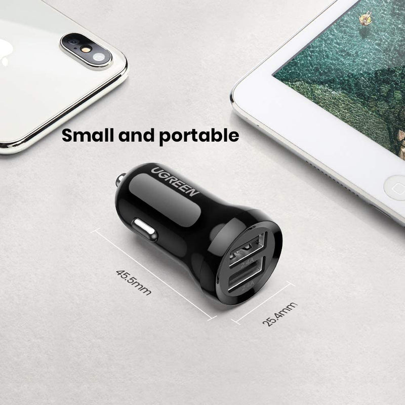 UGREEN Dual Port USB 24W Car Charger - Black - UG-50875