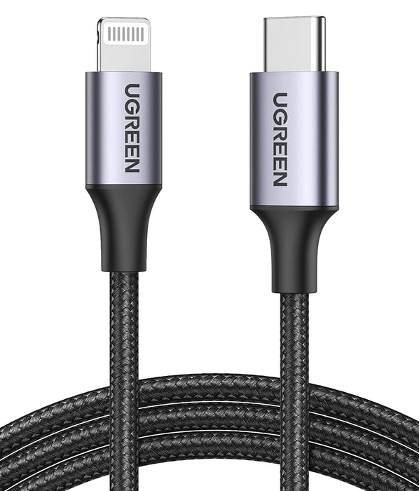 UGREEN MFi Braided PD Fast Charger USB C to Lightning Cable - 2M - Black - UG-60761