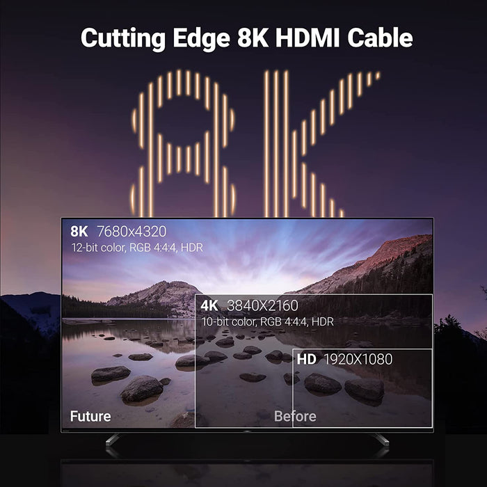 UGREEN 8K HDMI 2.1 120Hz Braided Cable - 2M - Black - UG-80403