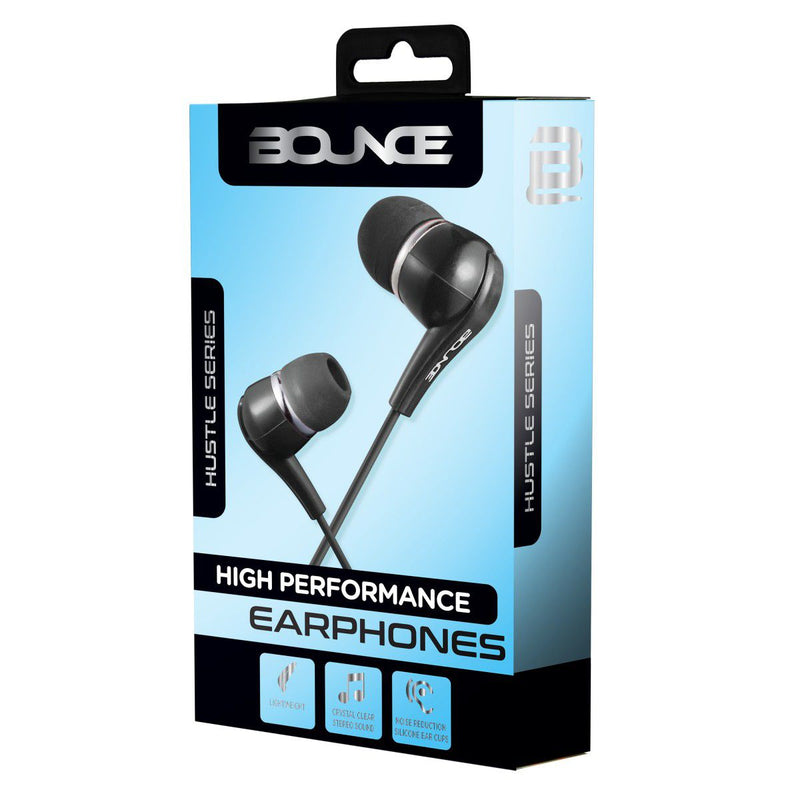 Bounce Hustle Series Earphones - Black - BNCE-1001/BLK