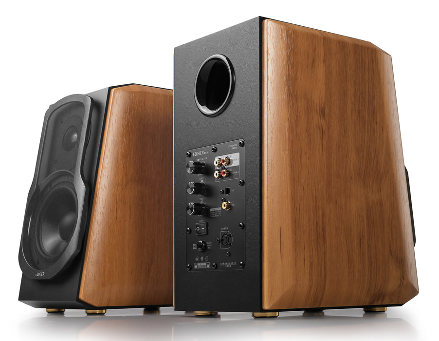 Edifier S1000MKII Hi-Res Audio Active 2.0 Bluetooth Bookshelf Speaker Set - Brown - CM-S1000DB/MK2