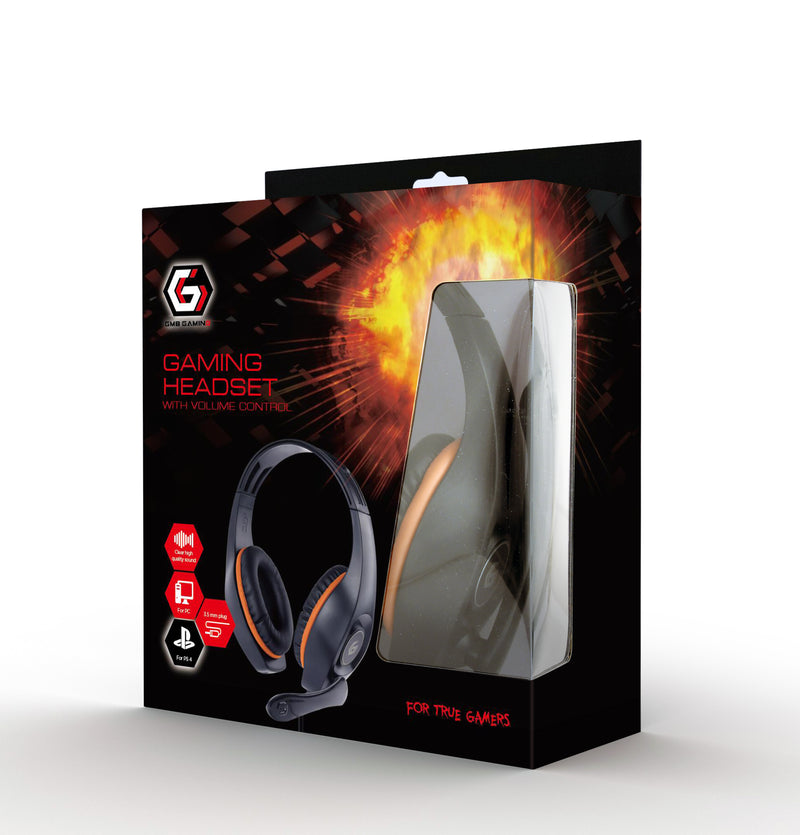 Gembird Gaming Headset With Mic & Volume Control - Black/Orange - HS-GEM-005/ORNGE