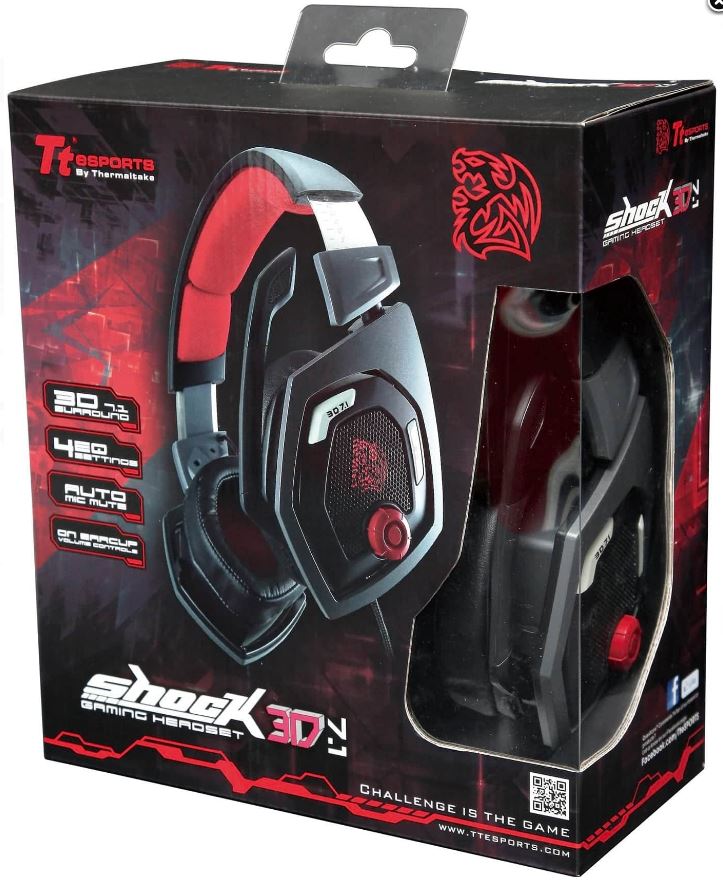 Thermaltake TT eSports Shock 3D 7.1 Gaming Headset - Black/Red - HS-THERM-3D