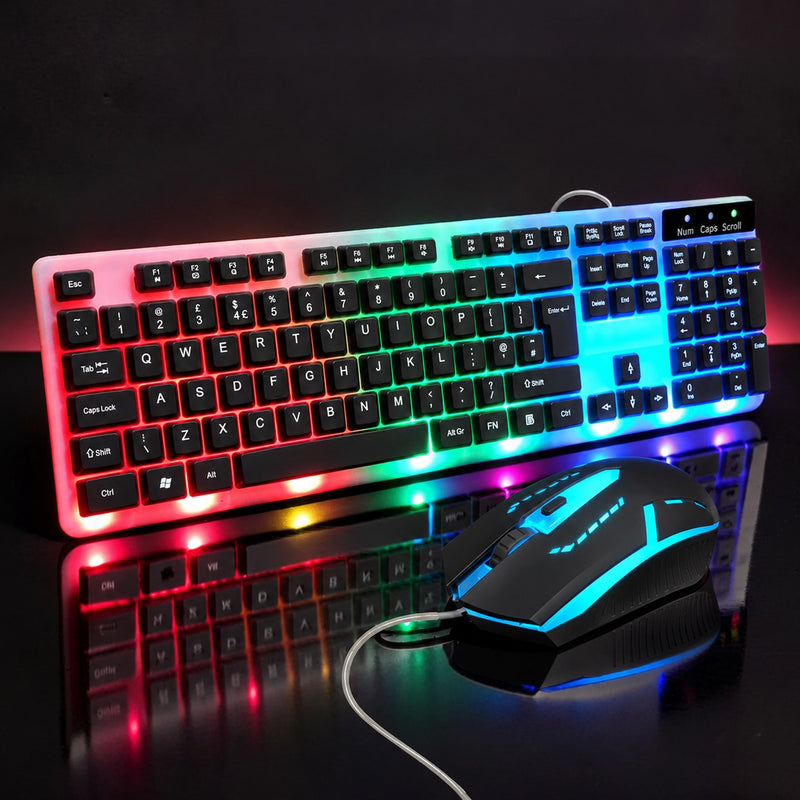 GK100 RGB LED Gaming Keyboard And 4D Mouse Set - Black/White - KB-JED-GK100/BLK