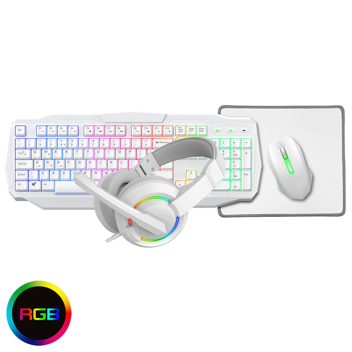 Scorpion 4-in-1 Keyboard / Mouse / Headset / Mouse Pad Combo Kit - White - KB-SCORP/WHT