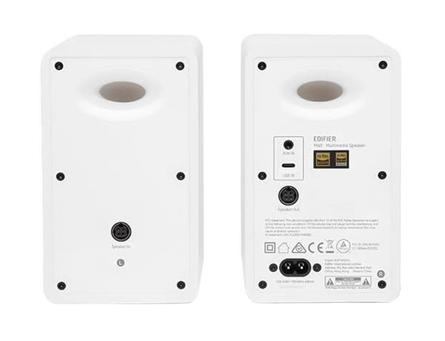 Edifier M60 2.0 Compact Desktop Hi-Res Bluetooth Speaker System - With Stands - White - CM-M60/WHT