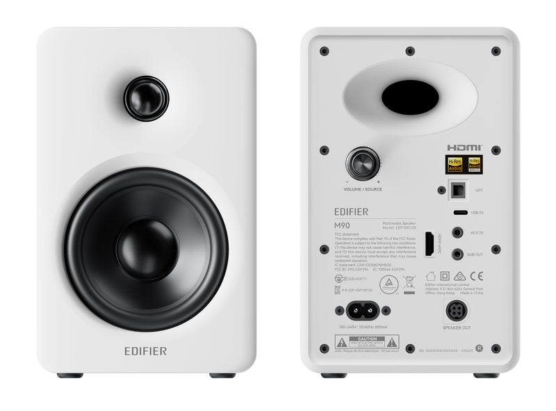 Edifier M90 2.0 Compact Hi-Res Bluetooth Speaker System - With HDMI eARC - White - CM-M90/WHT