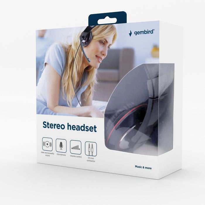 Gembird Stereo Sound PC Desktop 3.5mm Headset With Mic & Volume Control - HS-GEM-001