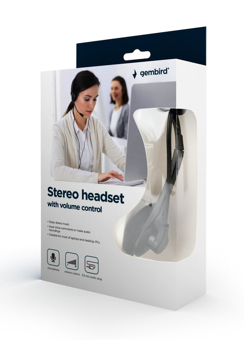 Gembird Stereo Headset With Mic & Volume Control - Black - HS-123/MIC