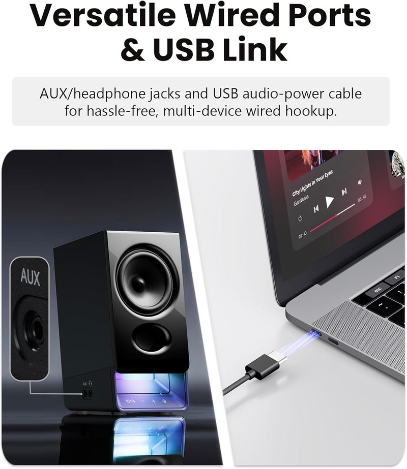 Edifier R20BT USB-C Powered 2.0 Bluetooth Multimedia Speaker Set - Black - CM-R20BT/BLK