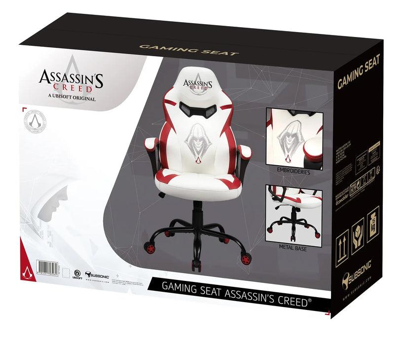 Subsonic Officially Licensed Assassin Creed Junior E-Sports Gaming Chair - White/Red - SUB-5573/AC