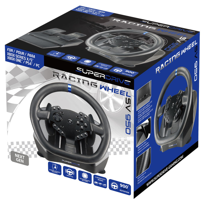 Subsonic SV 950 Universal Gaming Steering Wheel with Vibration & Pedals For Xbox Series X/S, Xbox One, PS4 & PC - SUB-5640