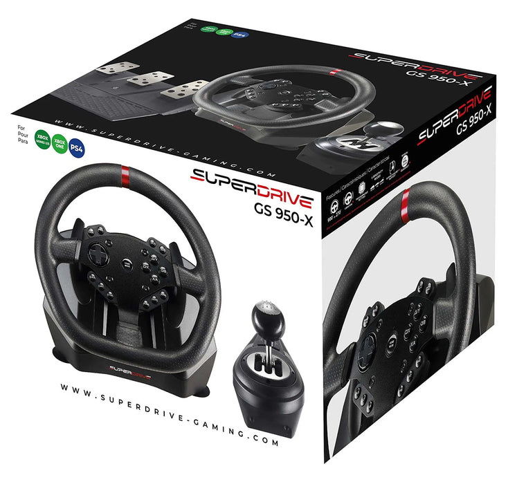 Subsonic GS 950X Universal Gaming Steering Wheel with Vibration, Pedals & Gears - SUB-5659