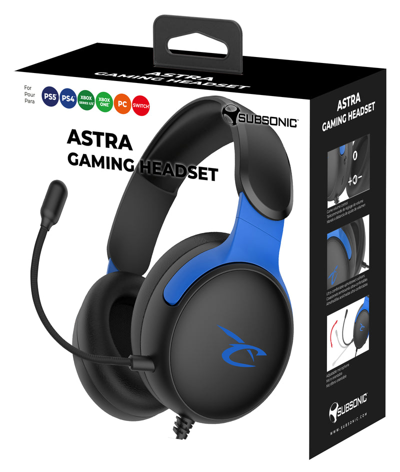 Subsonic Wired Gaming Headset With Microphone For Xbox Series X/S, PC, PS5 & PS4 - Black/Blue -SUB-5683/BLU