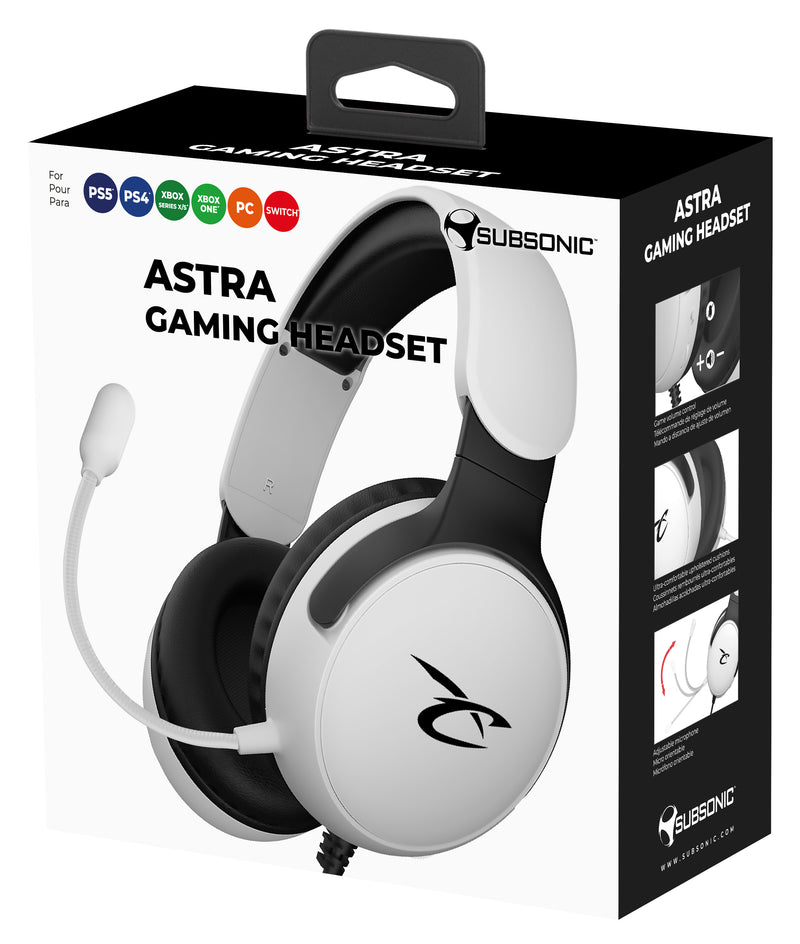 Subsonic Wired Gaming Headset With Microphone For Xbox Series X/S, PC, PS5 & PS4 - White -SUB-5683/WHT