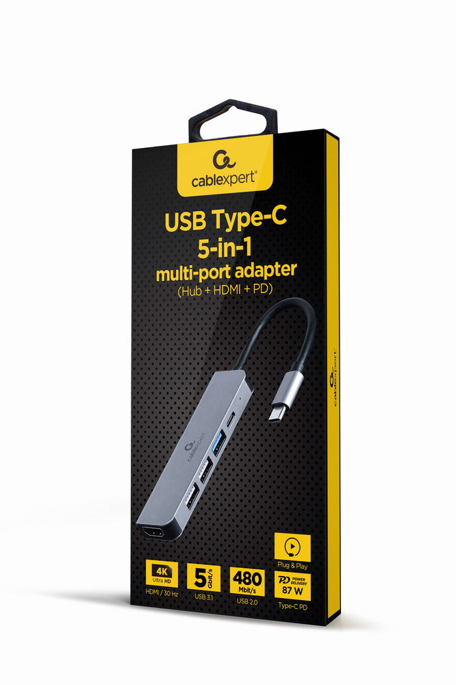 Cablexpert USB Type-C 5-in-1 Multi-Port Adapter - USB-HUB-C-5/1