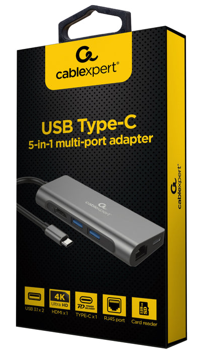 Cablexpert USB Type-C 5-in-1 Multi-Port Adapter - USB-HUB-C-5/1