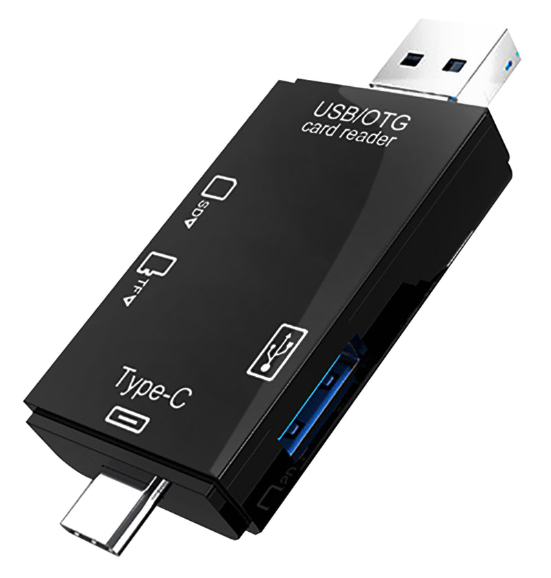 Vakoss 6-In-1 USB & Type C SD/Micro Card Reader - Black - VAK-R425X