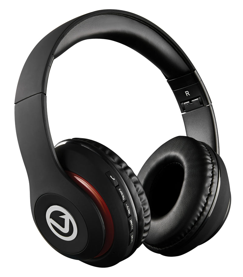 Volkano Impulse Bluetooth Headphones - Built In FM Radio & Micro SD Card Reader - Black - VOLK-100/BLK