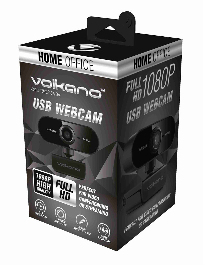 Volkano Zoom Series 1080P USB Webcam - Black - VOLK-10102