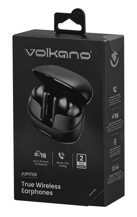 Volkano Jupiter True Wireless TWS Bluetooth Earphones - Black - VOLK-1158/BLK