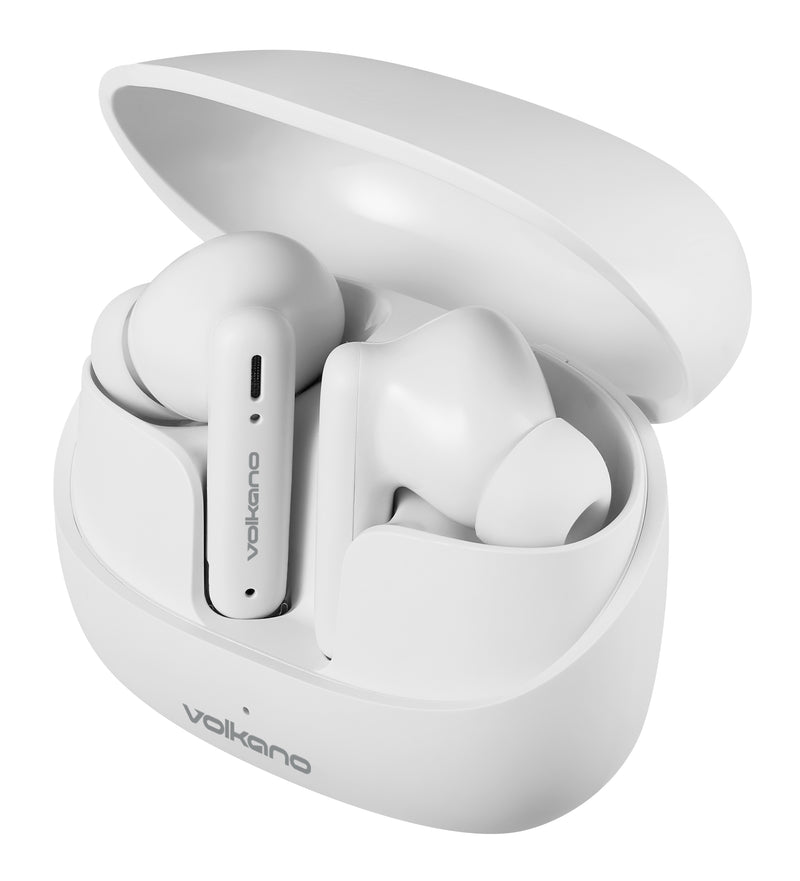 Volkano Jupiter True Wireless TWS Bluetooth Earphones - White - VOLK-1158/WHT