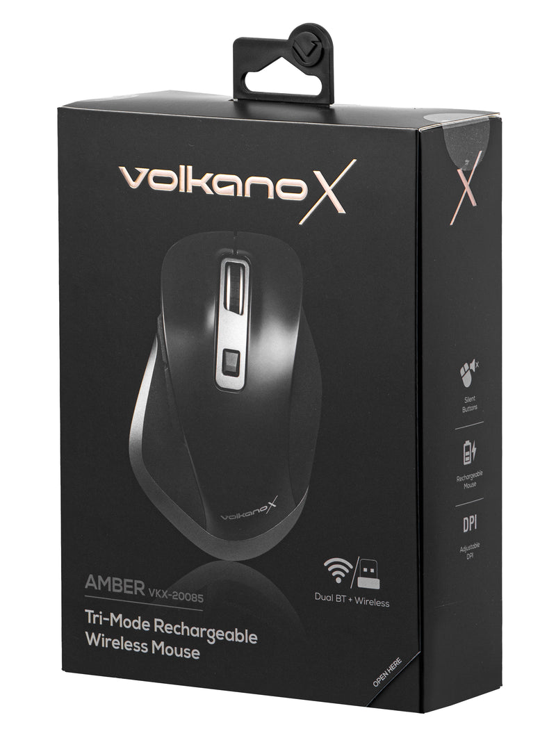 VolkanoX Amber Series Dual Bluetooth / Wireless Rechargeable Mouse - Black - VOLK-20085