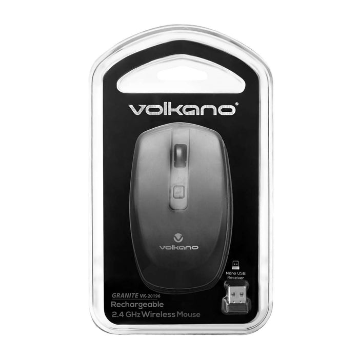 Volkano Granite Series Rechargeable Wireless Mouse - Black - VOLK-20196/BLK