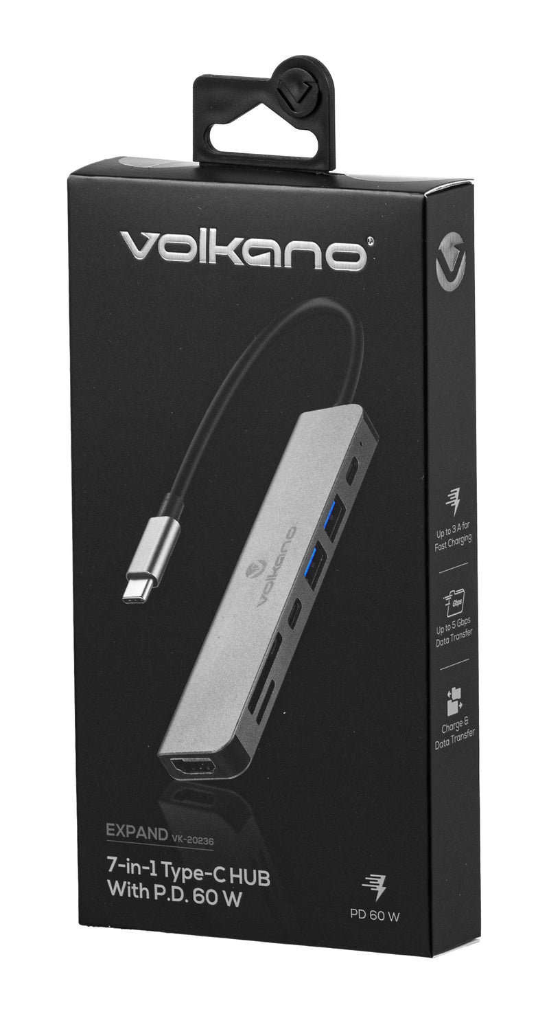 Volkano Expand Series 7-in-1 Type-C Hub With 60W PD - VOLK-20236