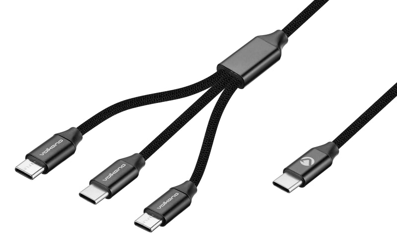 Volkano Weave Series 100W 3-in-1 Type-C Charging Cable - 1.2m - VOLK-20238/BK
