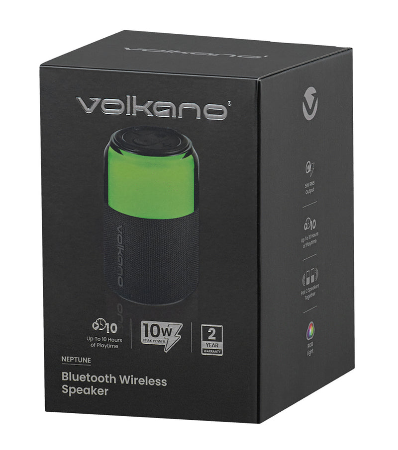 Volkano Neptune Series Bluetooth Portable Speaker - Black - VOLK-3004