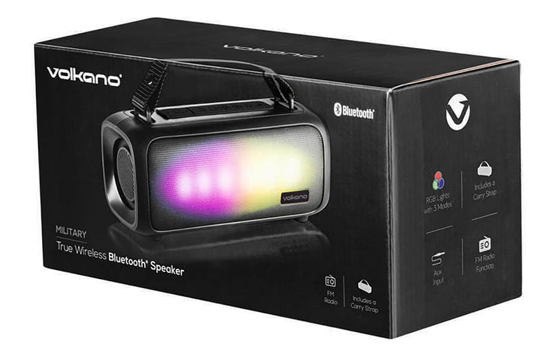 Volkano Military Series Bluetooth Portable Speaker With FM Radio - Black - VOLK-3205/BK
