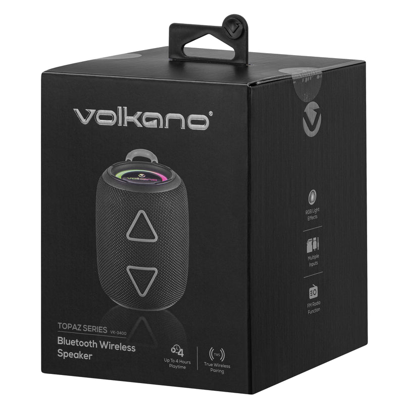Volkano Topaz Series Bluetooth Portable Speaker - Black - VOLK-3400/BK
