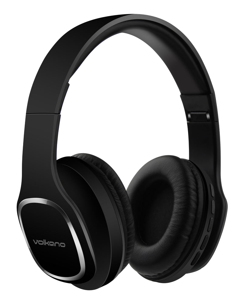 Volkano Phonic Bluetooth Headphones - Built In FM Radio & Micro SD Card Reader - Black - VOLK-VK2002/BLK