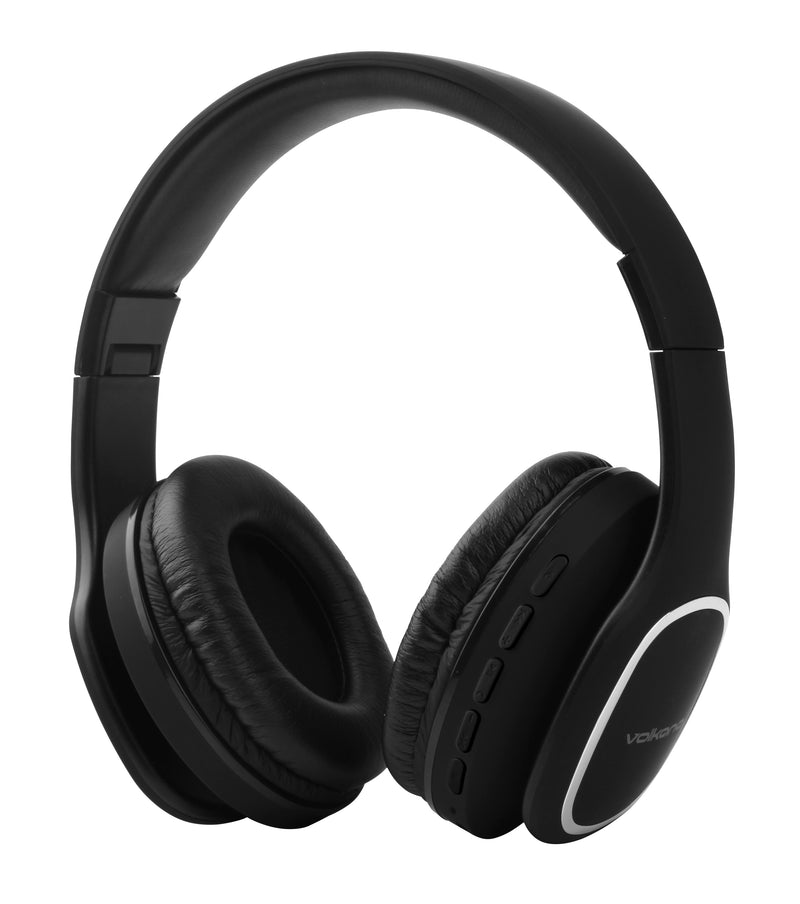 Volkano Phonic Bluetooth Headphones - Built In FM Radio & Micro SD Card Reader - Black - VOLK-VK2002/BLK