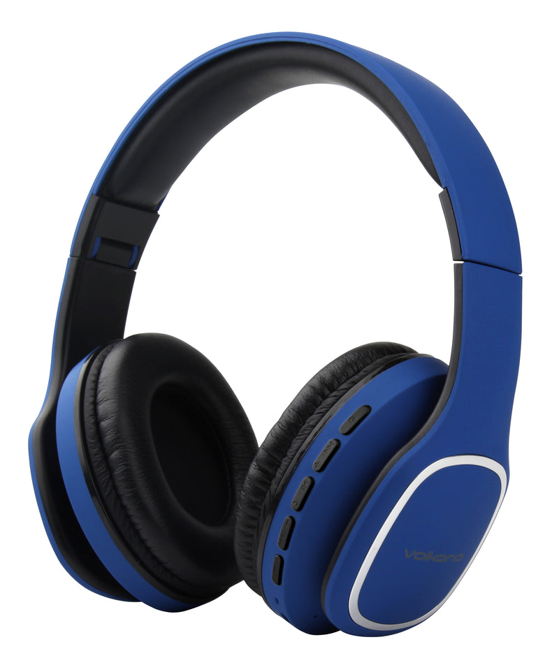 Volkano Phonic Bluetooth Headphones - Built In FM Radio & Micro SD Card Reader - Blue - VOLK-VK2002/BLU