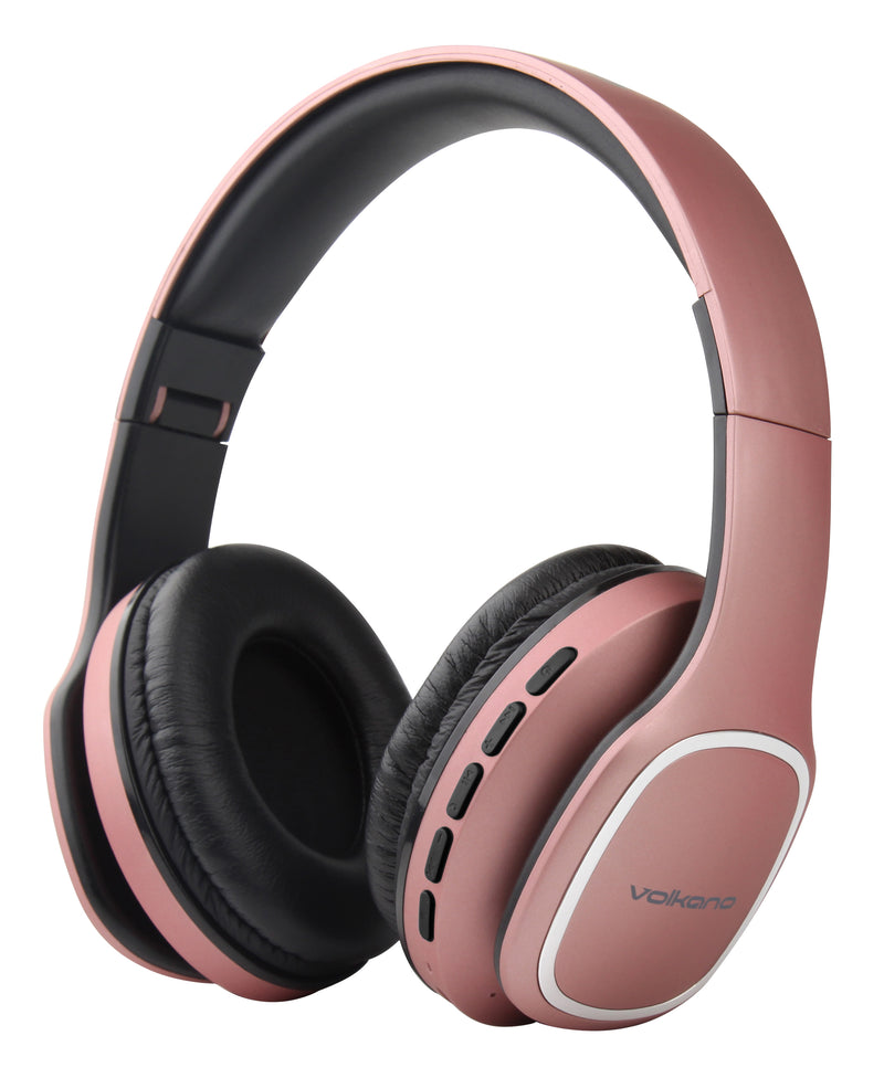 Volkano Phonic Bluetooth Headphones - Built In FM Radio & Micro SD Card Reader - Rose - VOLK-VK2002/ROSE