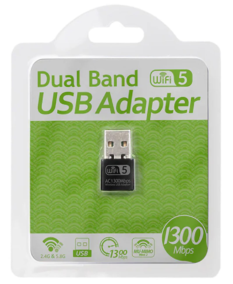 Dual Band 1300Mbps Wireless USB Adapter - WL-JED-1300