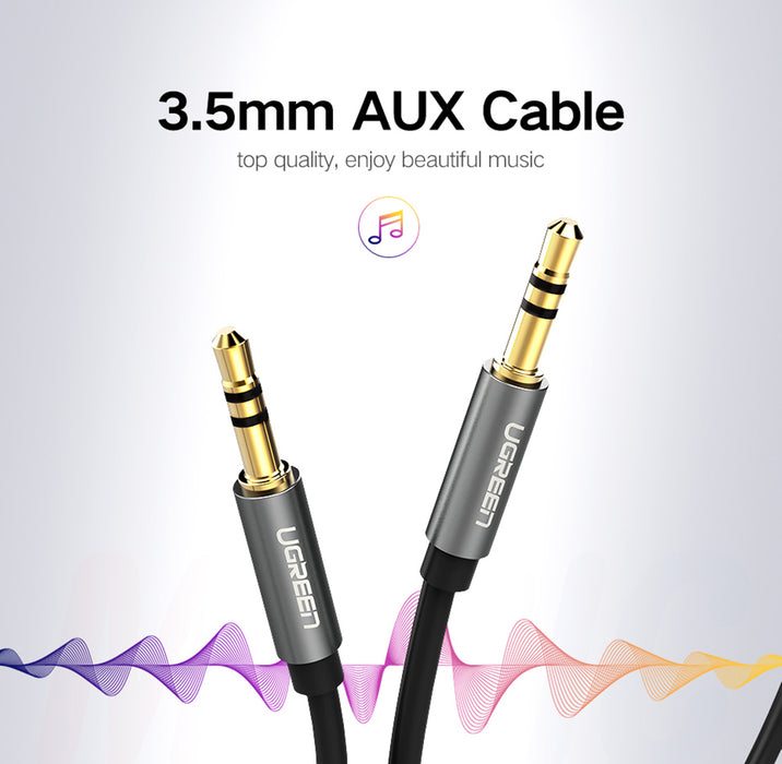 UGREEN 3.5mm Male Jack to 3.5mm Male Jack Audio Cable - Black/Grey - 2M - UG-10735