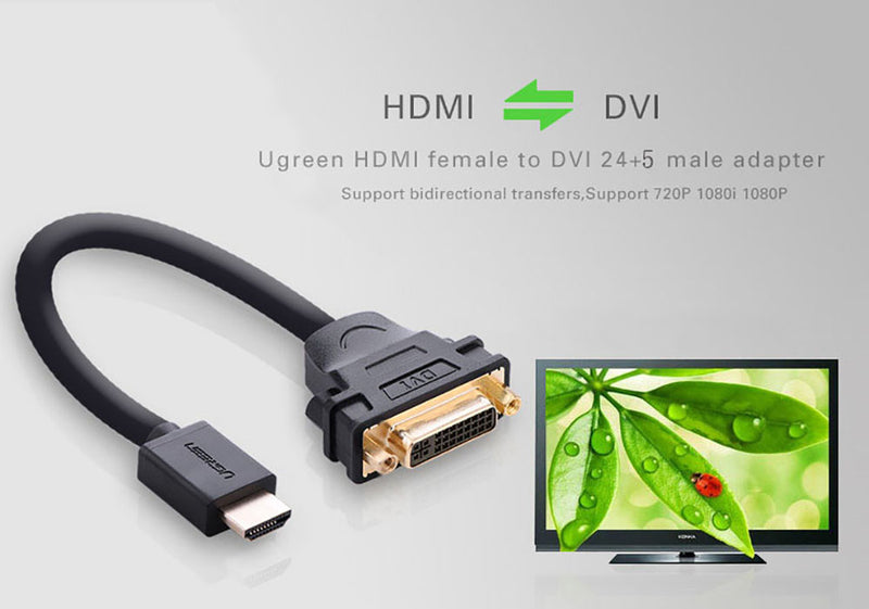 UGREEN HDMI to DVI-I 24+5 Adapter - Black - 20cm - UG-20136
