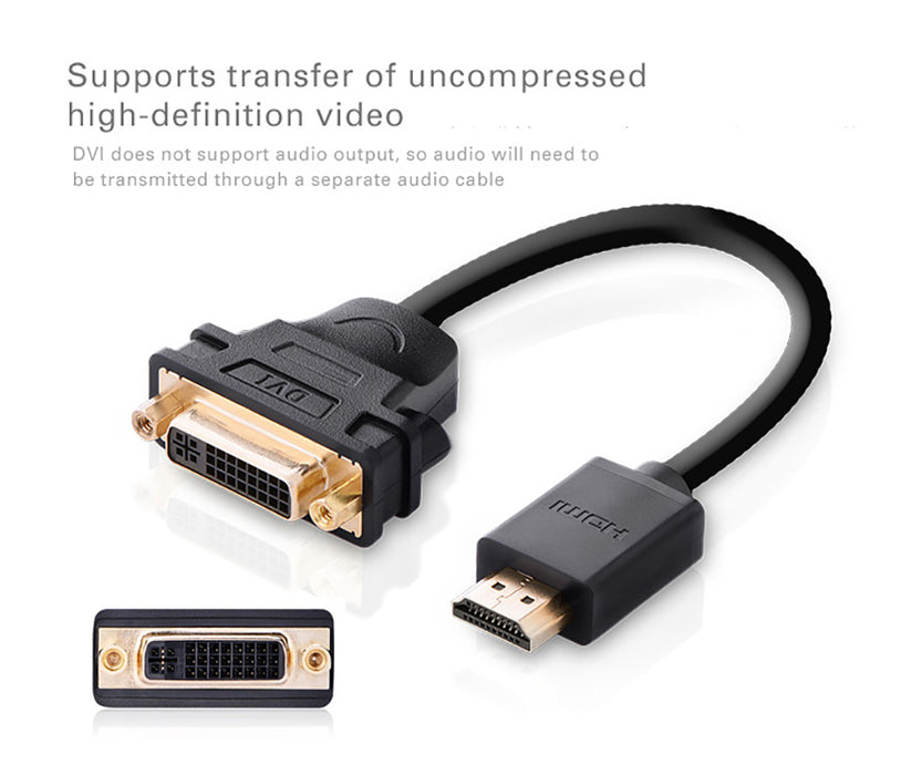 UGREEN HDMI to DVI-I 24+5 Adapter - Black - 20cm - UG-20136