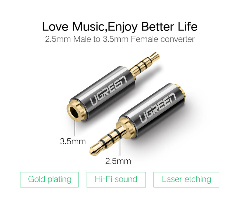 UGREEN 2.5mm Male Jack To 3.5mm Female Jack Audio Adapter - UG-20501