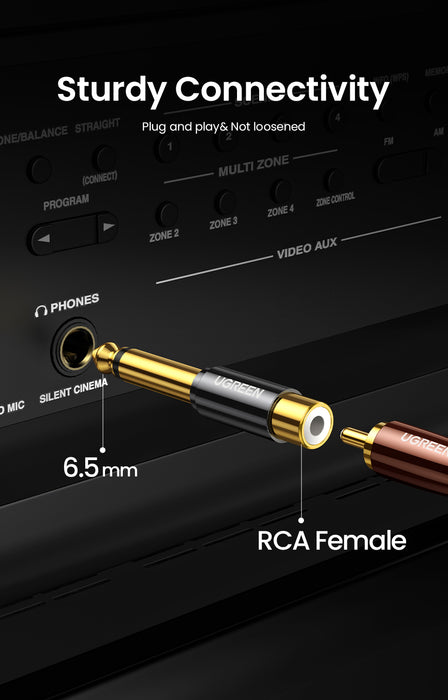 UGREEN 6.35mm Male Jack To RCA Female Audio Adapter - UG-80731